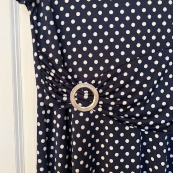 👗 Tradition Navy Polka Dot Fit & Flare Dress — Classic Retro Style - Picture 4 of 5